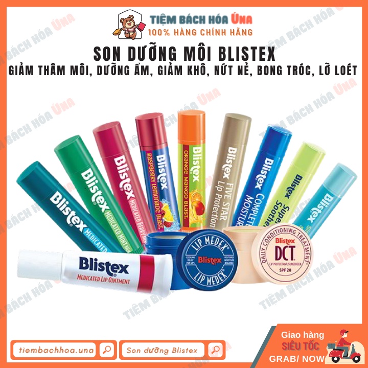Son dưỡng môi Blistex giảm thâm môi, dưỡng ẩm, giảm khô, nứt nẻ, bong tróc, lỡ loét nhiều loại hàng Mỹ