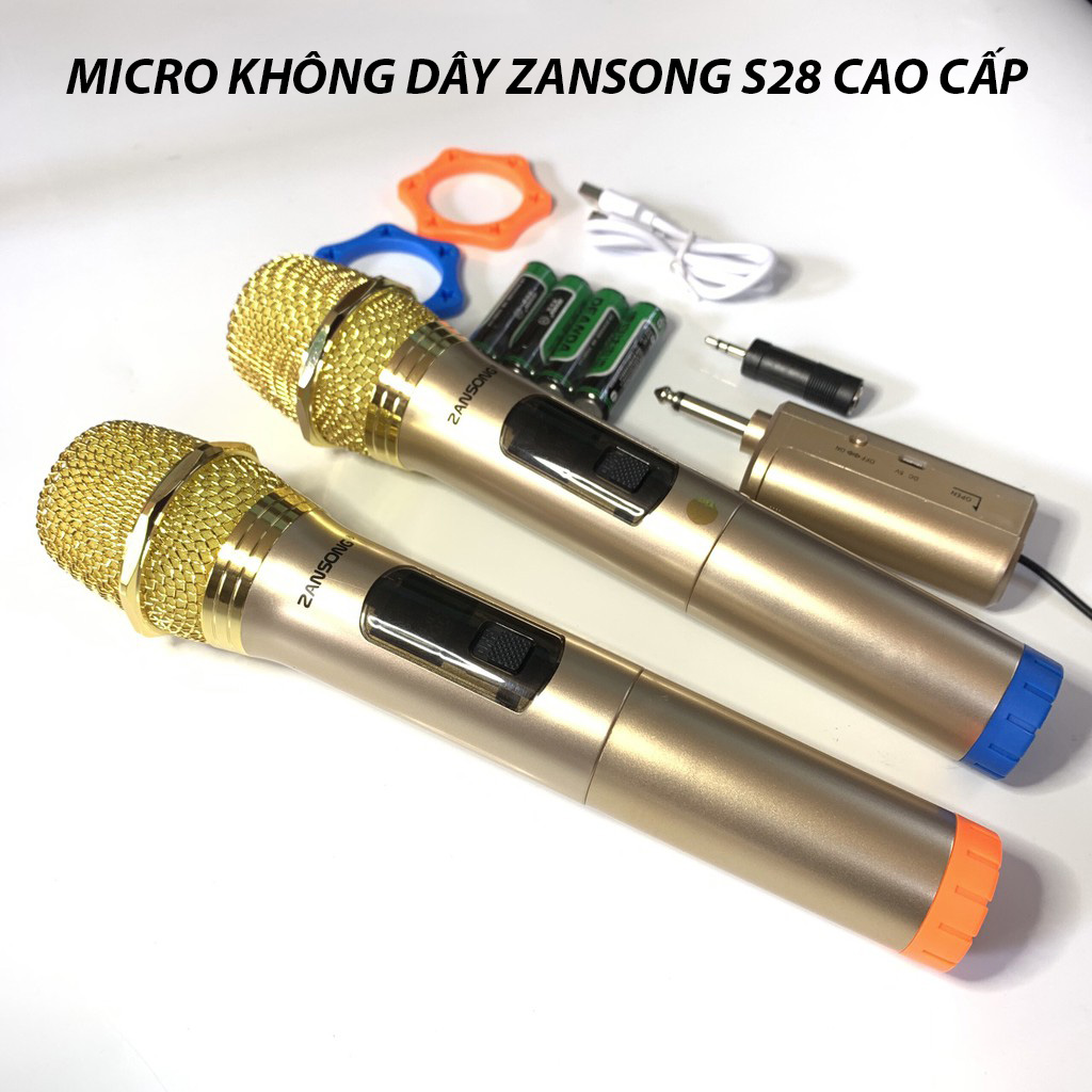 ( LOẠI TỐT) Bộ 2 micro karaoke không dây Zansong S28 kết nối uhf cho loa kéo - Hỗ trợ các thiết bị có jack cắm 3.5mm và 6.5mm MICRO KARAOKE KHÔNG DÂY DÙNG CHO loa kéo JBZ SANSUI ZANSONG DAILE ISKY(BH 12 THÁNG LỖI 1 ĐỔI 1 TRONG 7 NGÀY)