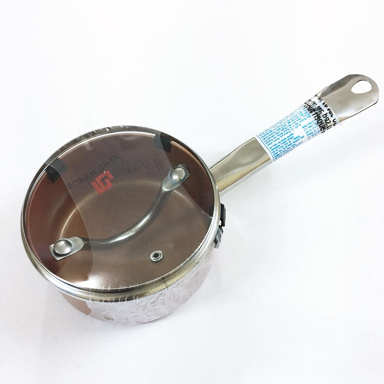 Quánh, nồi nắp kính chính hãng super chef hợp kim tráng men đáy từ 14cm sc-m2014