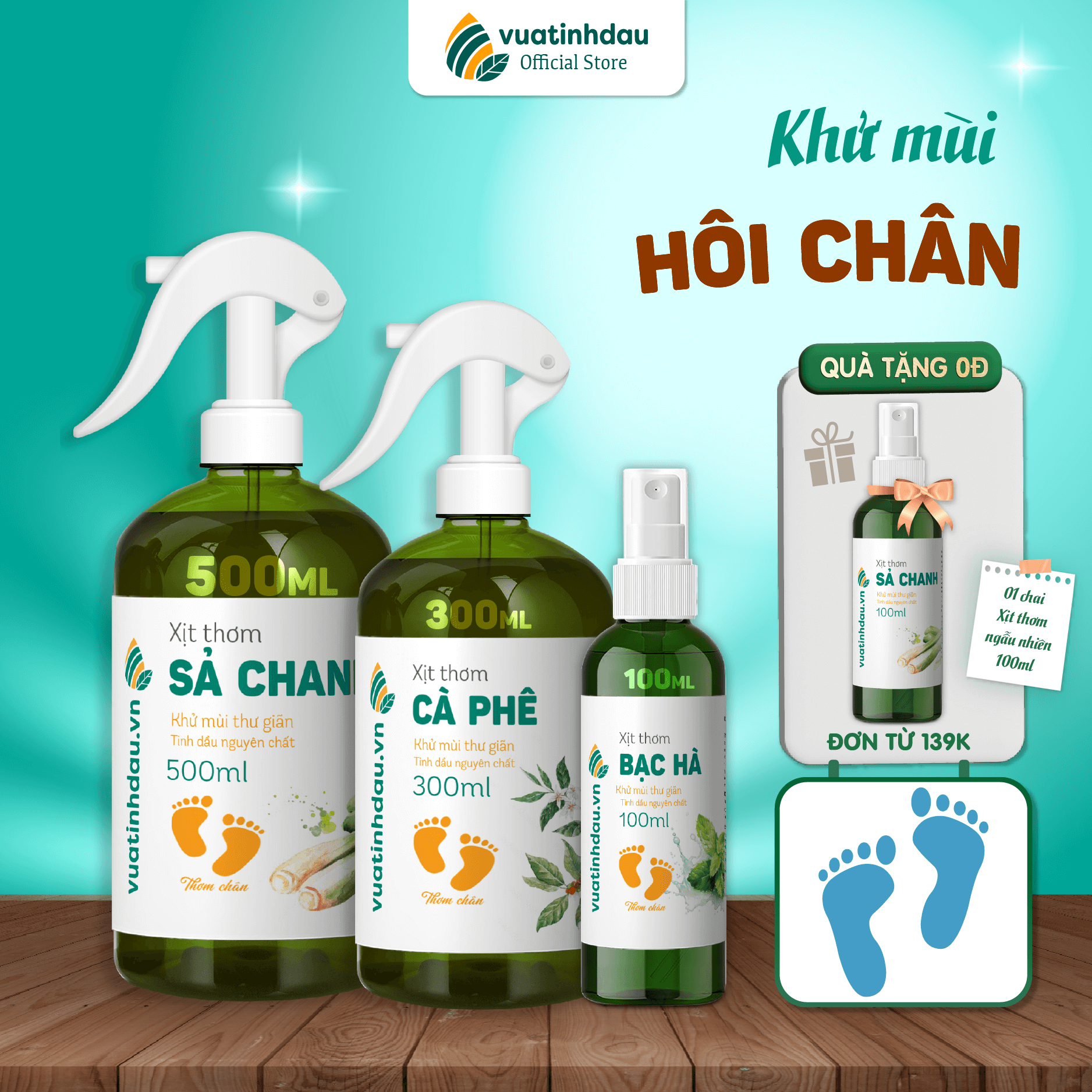 Chai xịt thơm khử mùi chống hôi chân 100ml vuatinhdau xịt khử mùi thơm chân, massage chân, ngâm chân