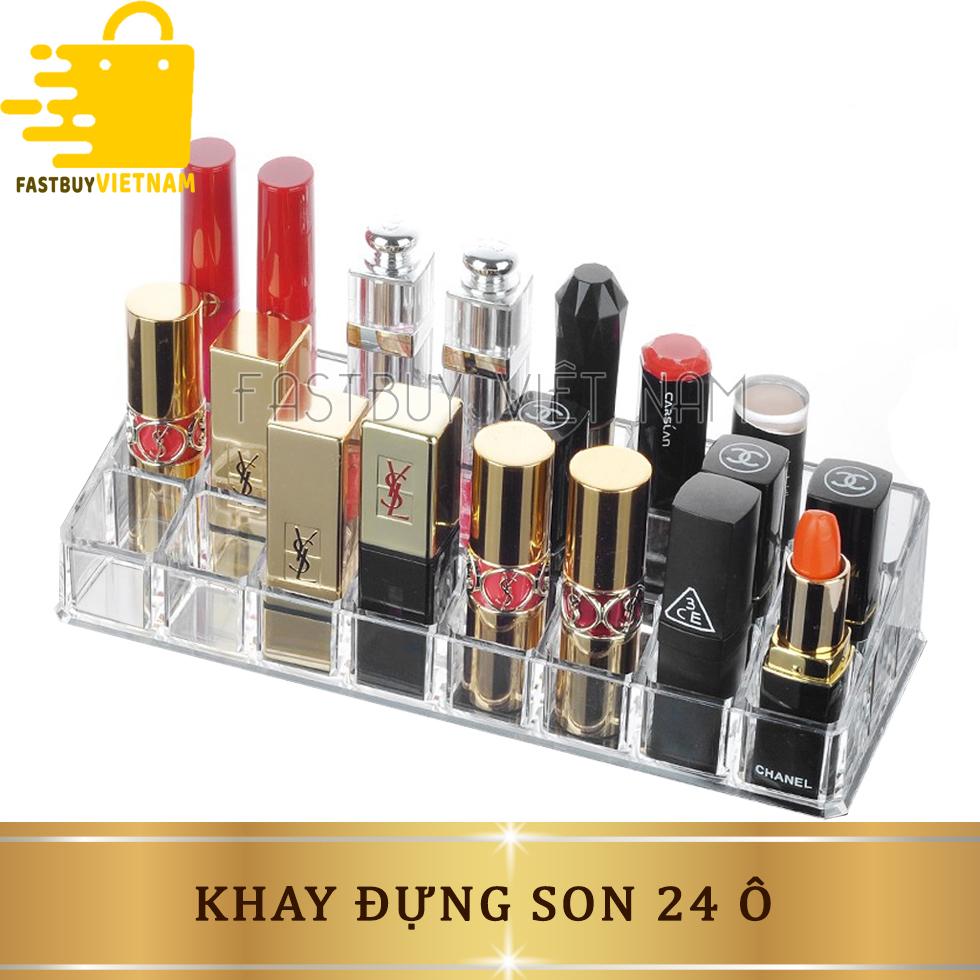 Khay Đựng Son 24 Ô Trong Suốt Mẫu Đẹp - Bền đẹp, sang trọng - Gọn gàng, khoa học
