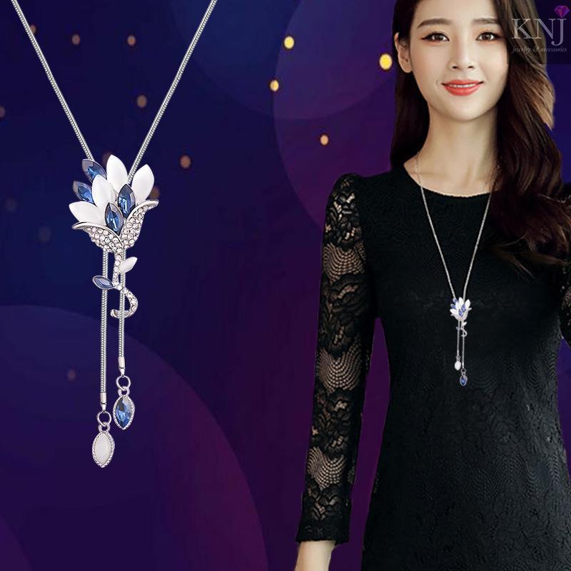 DÂY CHUYỀN NỮ DÀI, PHỤ KIỆN CHO ÁO LEN - HOA HỒNG ĐÍNH ĐÁ PHA LÊ RẤT DỄ THƯƠNG VÀ SANG TRỌNG - DC0301