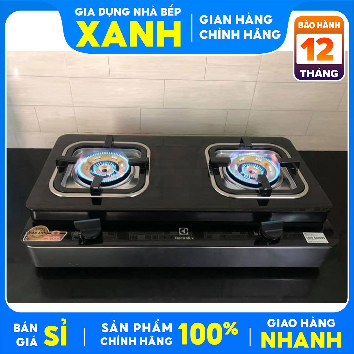Bếp gas đôi Electrolux ETG729GKTR Hàng trưng bày Mới 99% +Tặng Dây gas Có đầu hâm tiết kiệm 15% gas có ngắt gas tự động Bảo hành 24 tháng