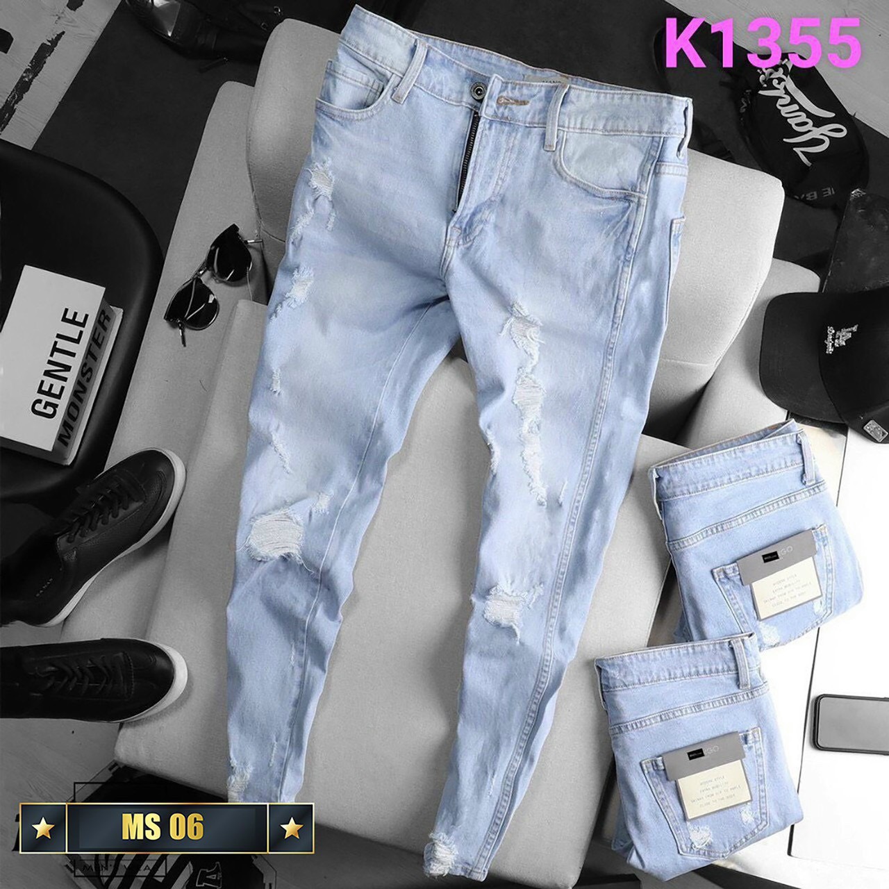 Quần Jean Nam, Quần jeans nam ống suông xám đẹp cao cấp King168 , quần jeans thời trang nam MA01