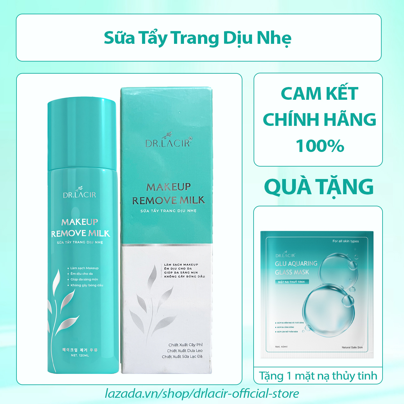 Sữa Tẩy Trang Dịu Nhẹ Dr.Lacir Giúp Loại Bỏ Bụi Bẩn Make Up Dịu Nhẹ Với Mọi Da