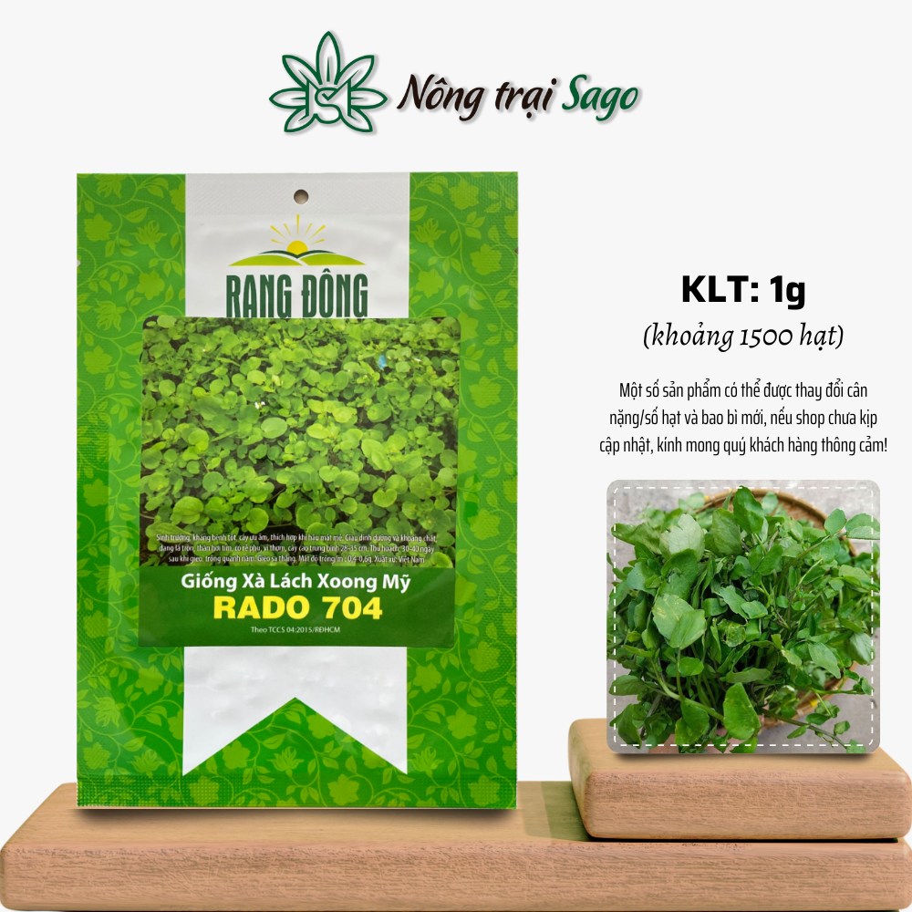 Hạt giống Xà Lách Xoong Rado 704 (1g~1500 hạt) trồng quanh năm, dễ chăm sóc, cây khỏe, hiệu Hạt giống Rạng Đông - Nông Trại Sago