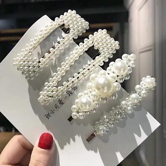 4 Kẹp tóc ngọc trai kẹp tóc cho nữ SET 4 chiếc siêu hot hàng chuẩn đẹp y hình giảm giá vốn chỉ 3 ngày