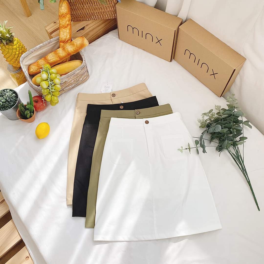 Chân váy chữ A phối nút - Tặng 2 dây cột tóc xinh xắn cho đơn từ 149k