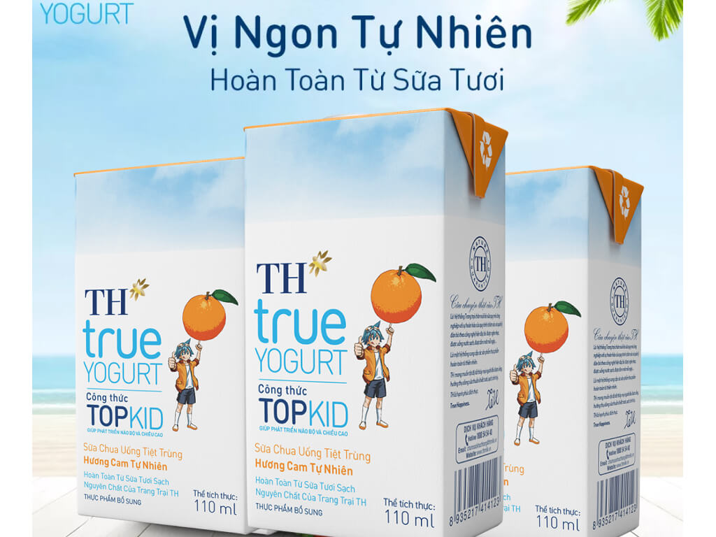 Lốc 4 hộp sữa chua uống TH True Yogurt Top Kid 180ml - CTY BÁT MUỘI