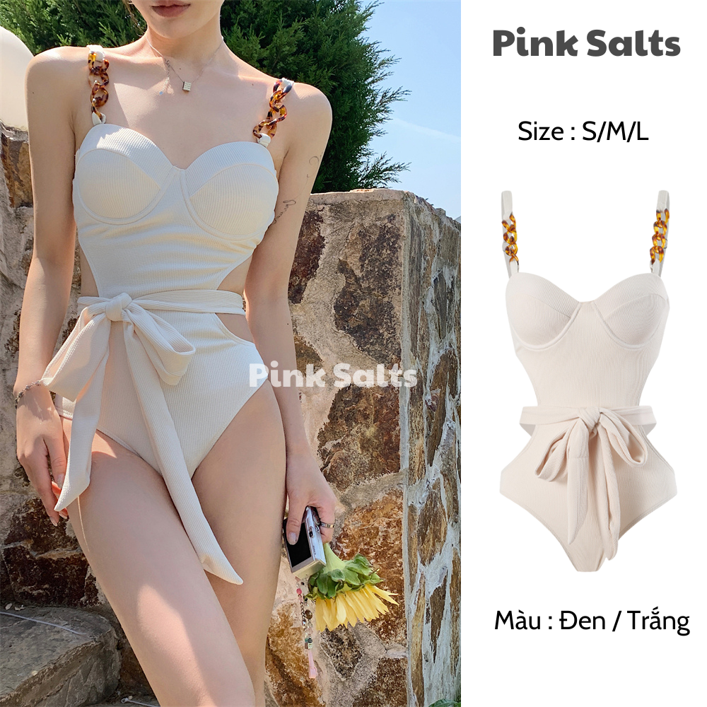 Bikini đi biển cho nữ, bikini khoét eo tôn dáng sang chảnh B034 - Pink salt bikini