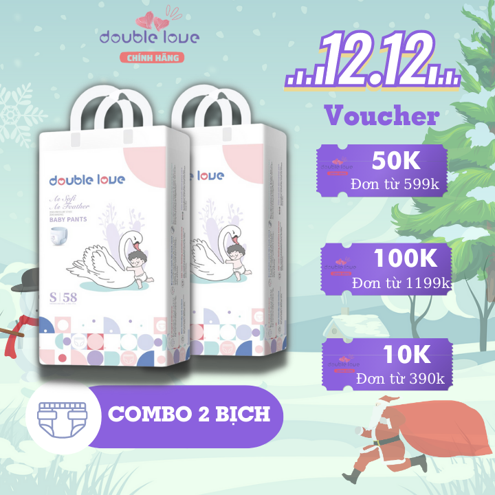 Combo 2 bịch bỉm quần double love đủ size m/l/xl/xxl