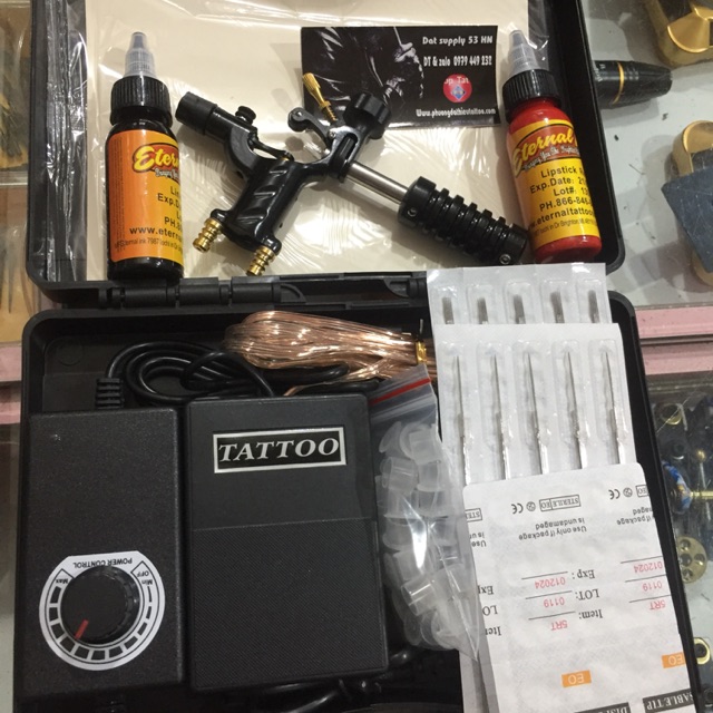Combo Hộp bộ máy xăm Rotary Chuồn Chuồn + Phụ kiện đi kèm