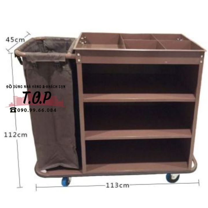 Xe đẩy dọn phòng khách sạn 1 túi dài 110cm