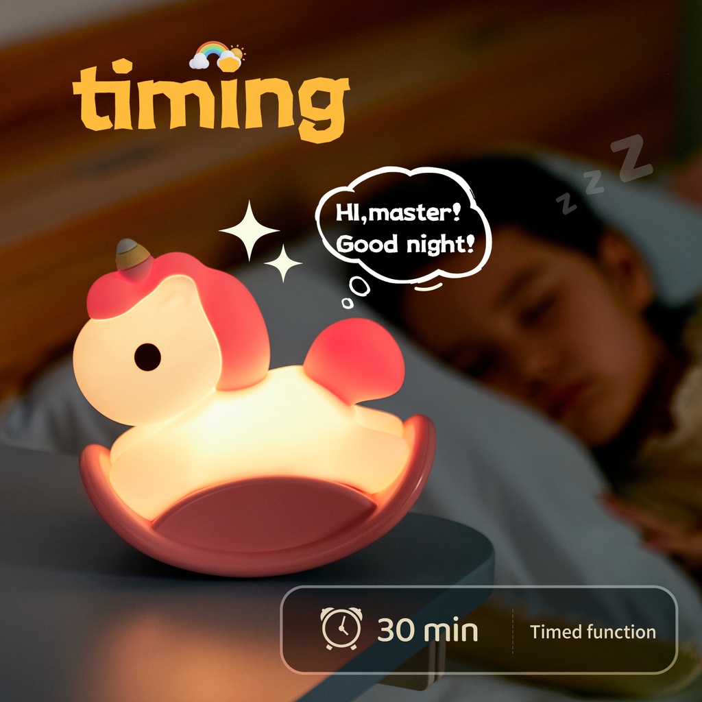 Đèn ngủ trang trí, Đèn Ngủ Silicone Hình ngựa pony Thú Dễ Thương Có Thể Điều Chỉnh Độ Sáng - Unicorn đèn, đèn ngủ để bàn cảm ứng thông minh