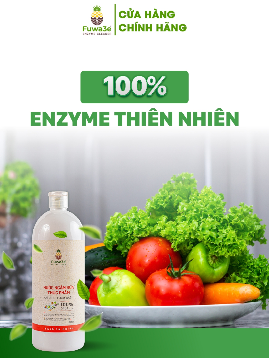 Nước Ngâm Rửa Rau Củ Sinh Học Fuwa3e, Can 3.8 Lít, Chiết Xuất Enzym Dứa Sinh Học An Toàn Cho Cả Nhà - 3