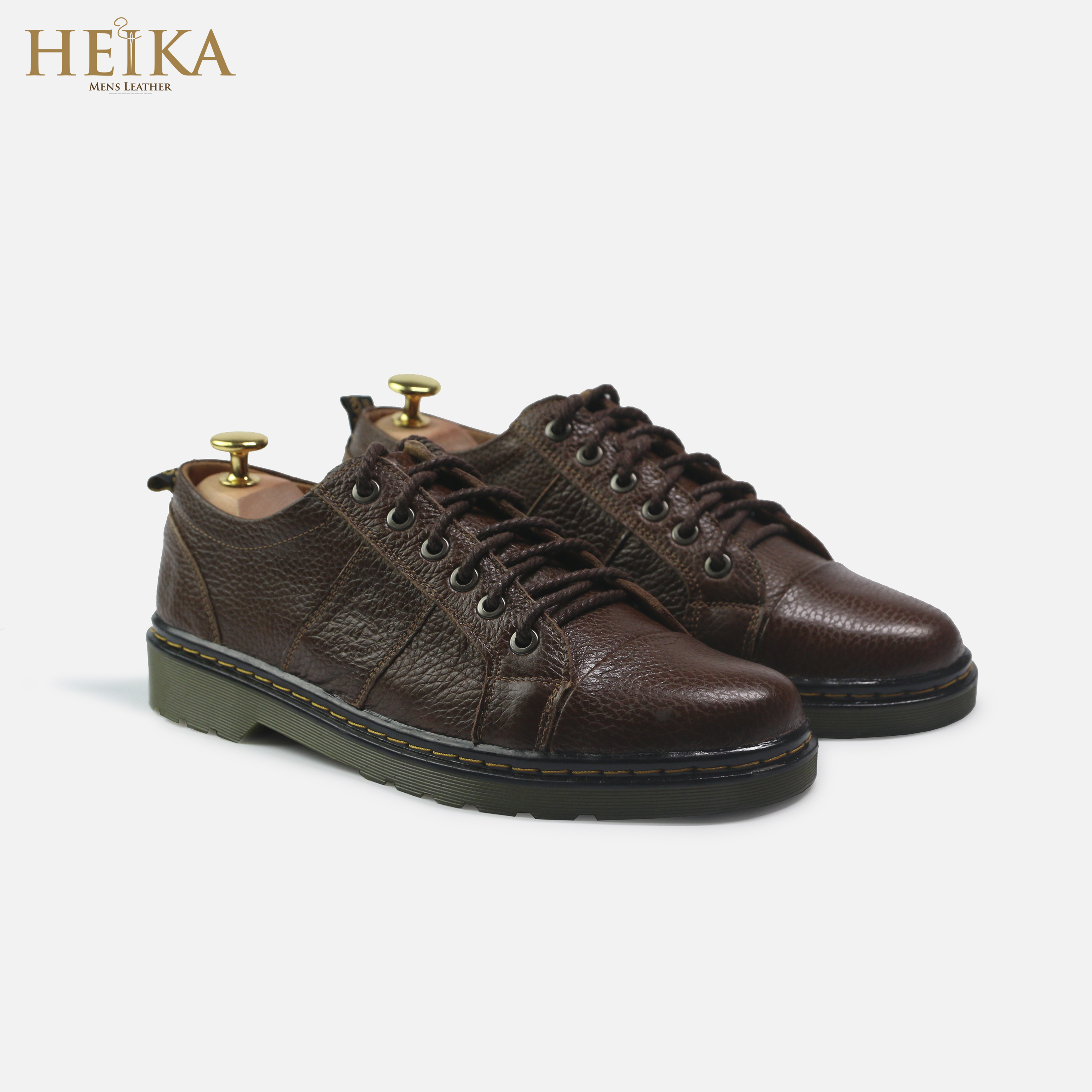 Giày đốc nam cổ ngắn da bò thật cao cấp HEIKA207- Tặng kèm lót giày da