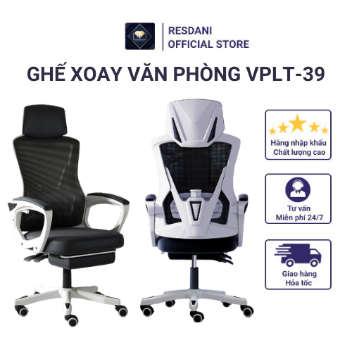 Ghế Gaming-Ghế Xoay Văn Phòng-Ghế Làm Việc Tựa Đầu VPLT-39 RESDANI Cao Cấp -Hàng Nhập Khẩu