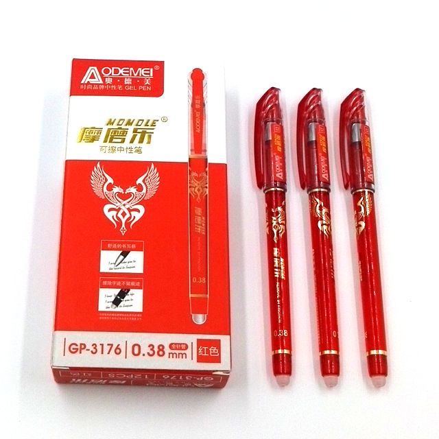 HỘP 12 CÂY BÚT XOÁ ĐƯỢC AODEMEI 3176 - MỰC ĐỎ