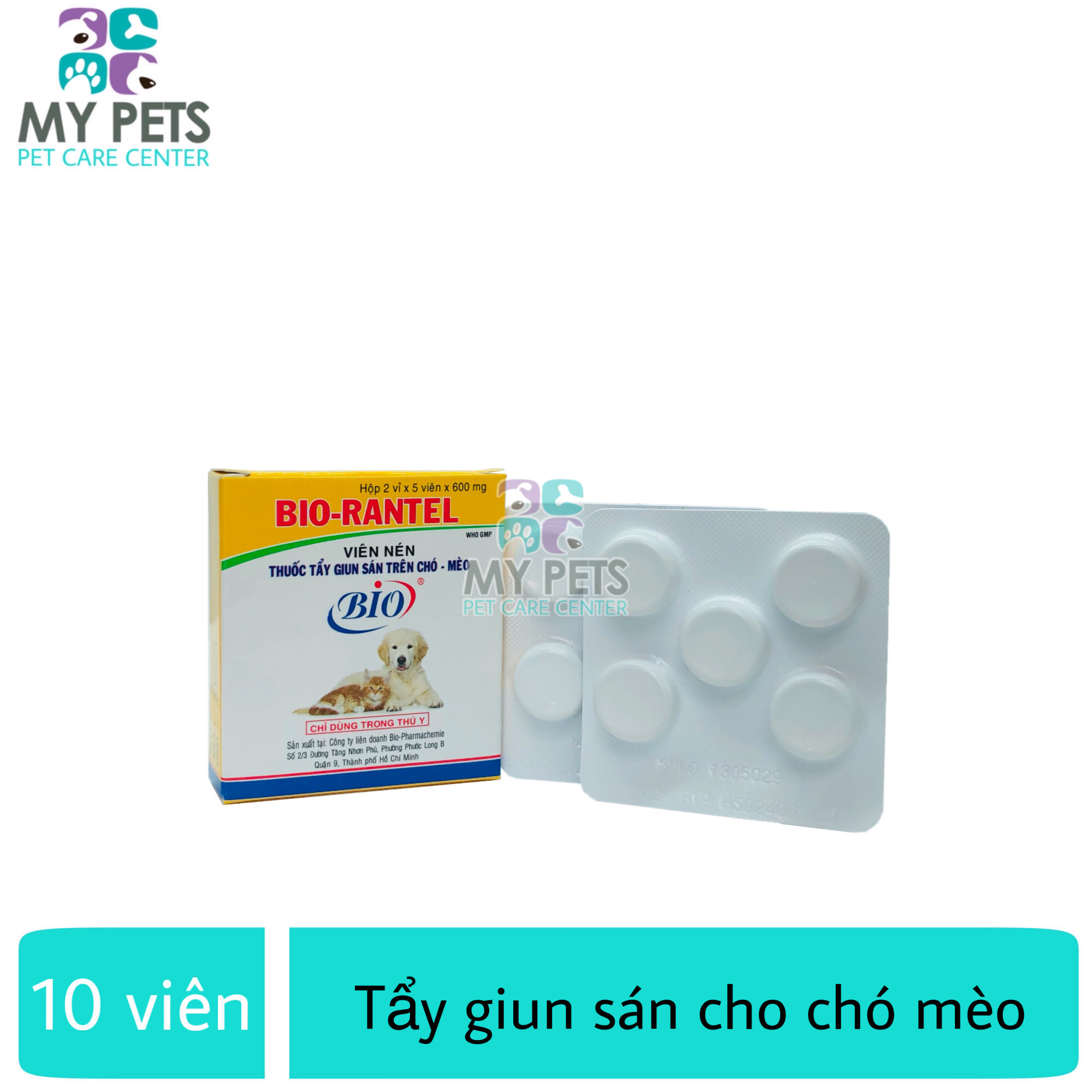 Thuốc trị giun sán trên chó mèo - Bio - Rantel (Hộp 10 viên)