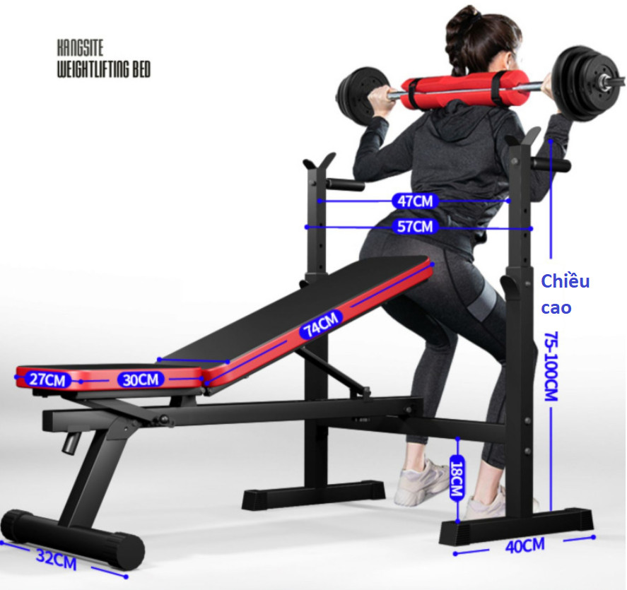 Ghế tập tạ đa năng kết hợp giá đỡ tạ TK 189