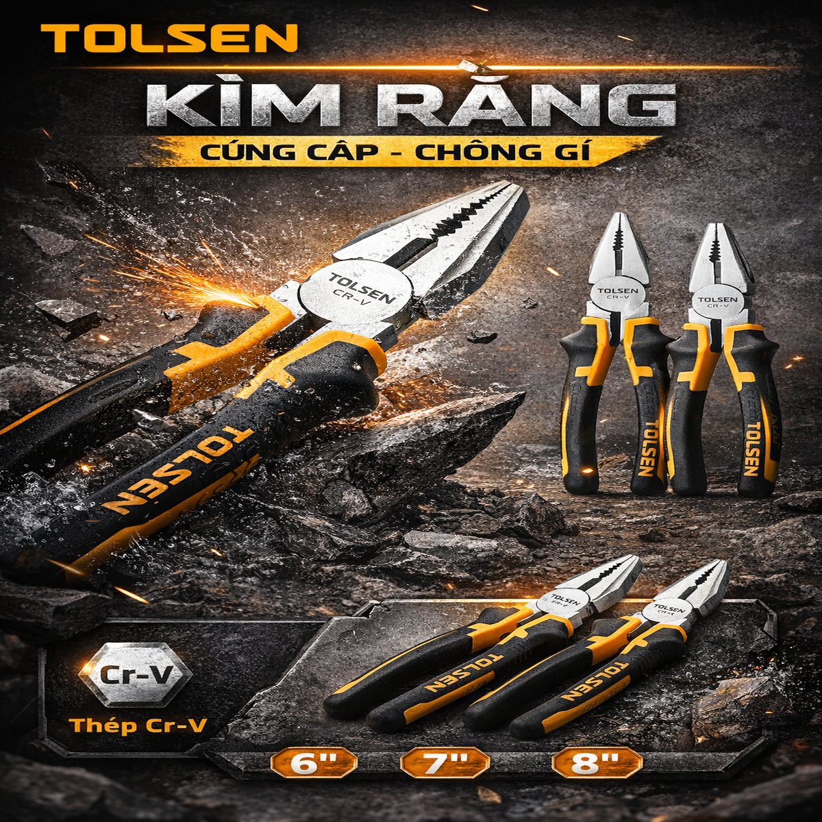 Tolsen Electric Pliers, Wire Cutting Pliers, Multi-Purpose Hand Tool Pliers
