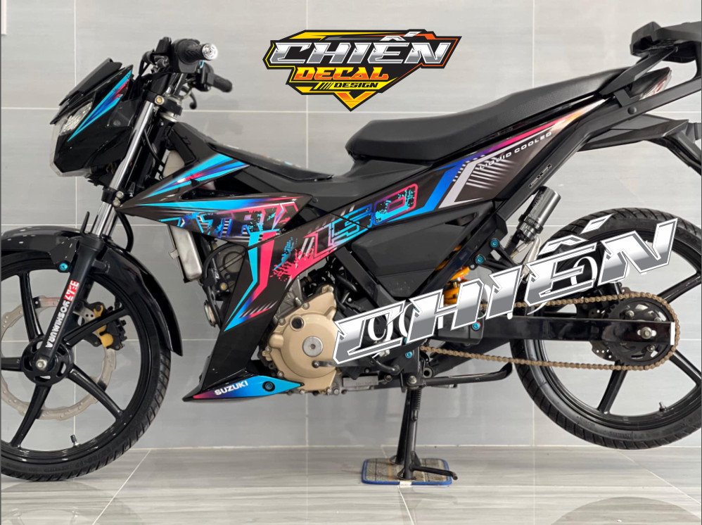 Tem rời satria-raider mẫu tem chế 7 màu xe đen