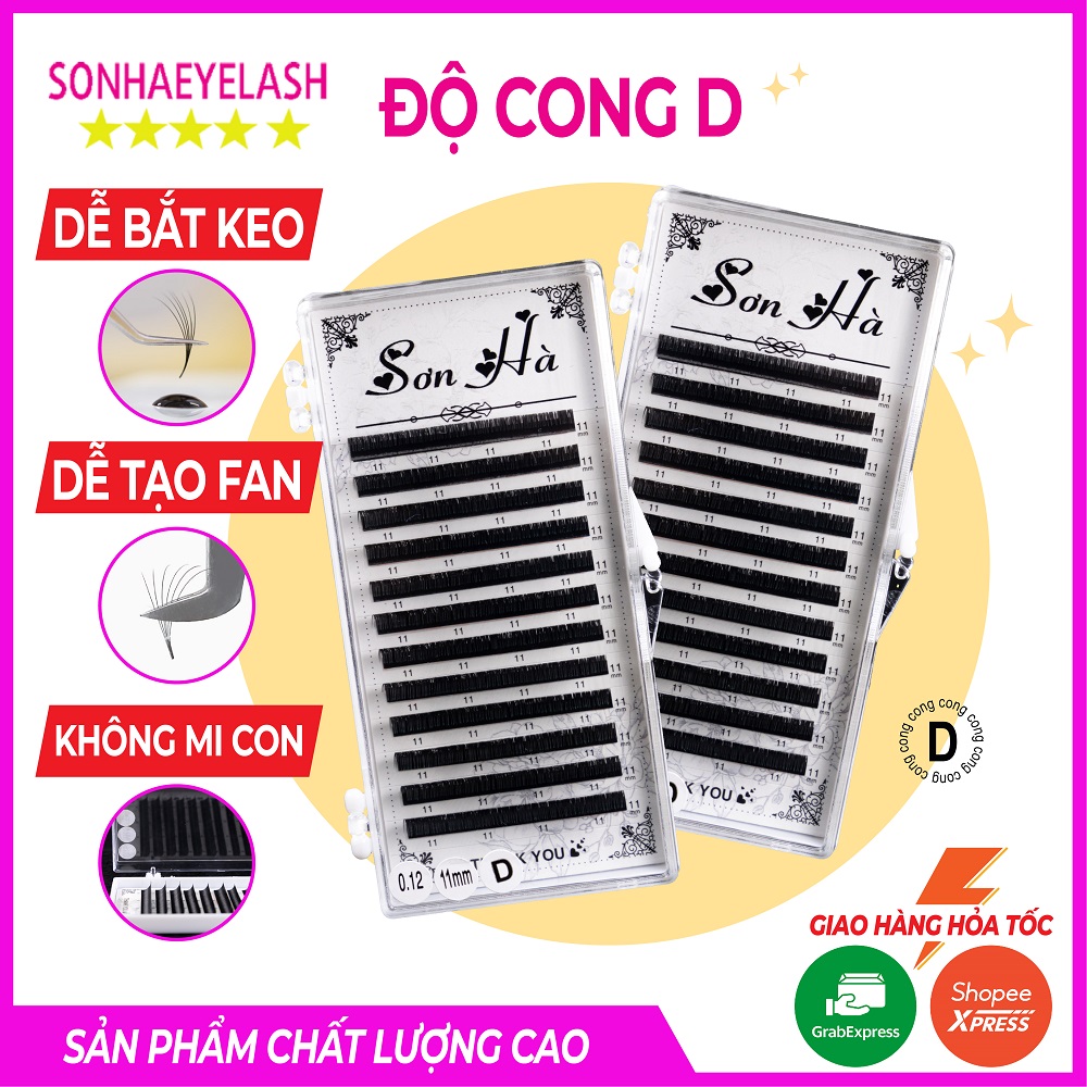 Mi khay độ cong D, chất mi silk hàn, mi mềm dễ bắt keo, dùng để nối mi volume, classic, Sơn Hà Eyelash chuyên sỉ lẻ dụng cụ mi