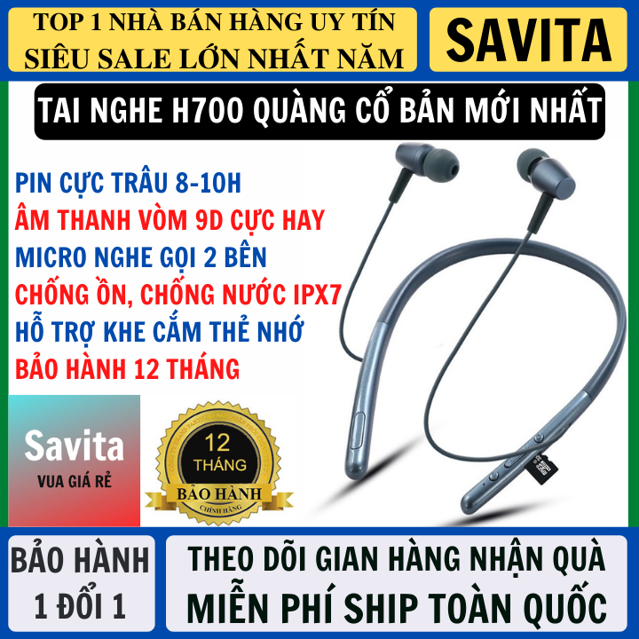Tai Nghe Bluetooth Quàng Cổ H700 Pin Trâu Hỗ Trợ Mọi Dòng Điện Thoại - Âm thanh chuẩn - Tai nghe dây Bluetooth h700, Tai nghe bluetooth không dây pin trâu