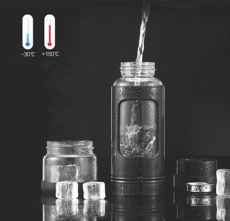 Bình giữ nhiệt Hàn Quốc 520ml có cốc thủy tinh - Home and Garden