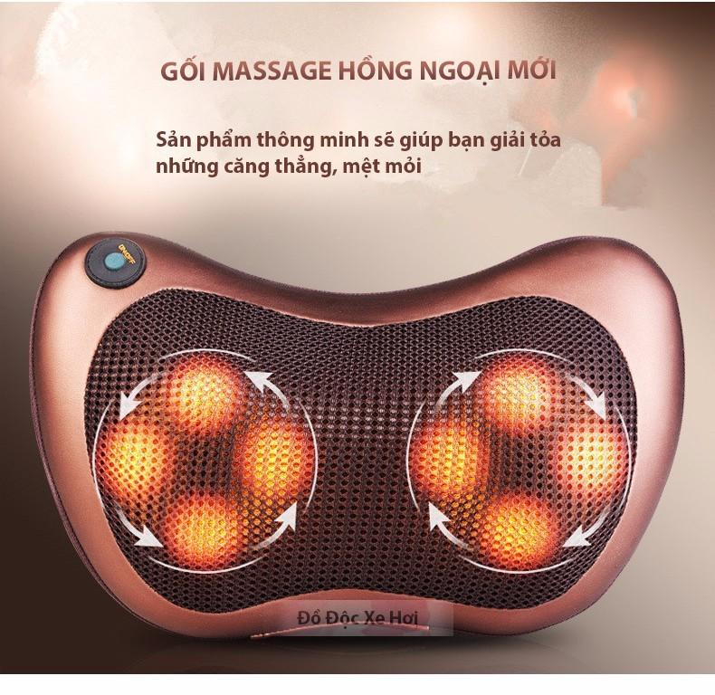Gối mát xa hồng ngoại 8 bi cao cấp, máy massage toàn thân hồng ngoại, goi mat xa hong ngoai 8 bi cao cap, may massage toan than hong ngoai