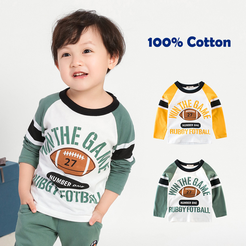Áo thun dài tay bé trai chính hãng 27KIDS in hình đáng yêu cho bé chất cotton AD9