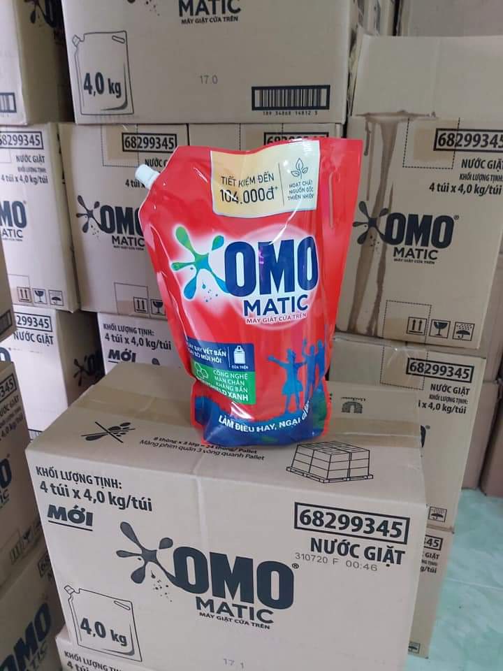 COMBO 2 TÚI  NƯỚC GIẶT OMO MATIC CỬA TRÊN 4KG