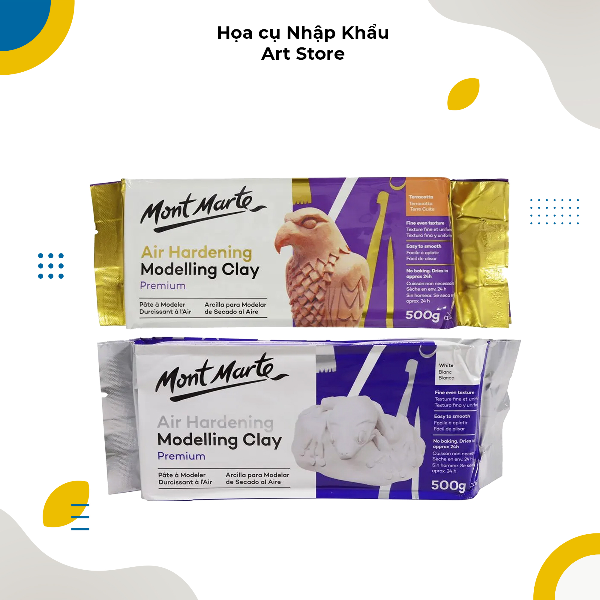 Đất sét tạo hình mont marte trắng/nâu