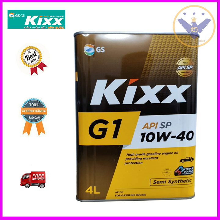 Dầu nhớt ô tô tổng hợp Kixx G1 API SP 10W-40 Hàn Quốc can 4L- Fully Synthetic