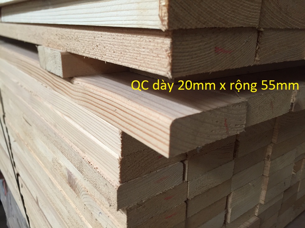 Combo 5 thanh Gỗ thông dày 2cm x rộng 5,5cm x dài 95cm