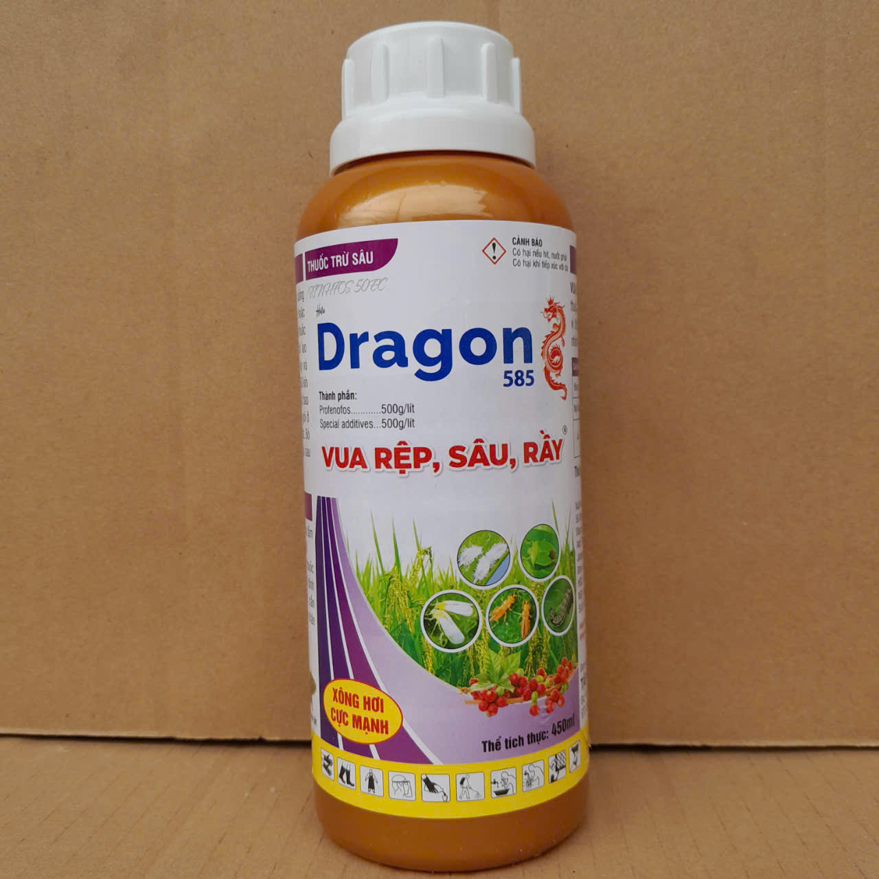 Thuốc trừ sâu Binhphos Hiệu Dragon VUA RỆP-SÂU-RẦY Chai 450ml, thành phần Frofenofos 500g/ lít, Đặc trừ sâu đục thân, sâu đục cành, muỗi hành, sâu cuốn lá, bọ xít muỗi, mọt đục cành, rệp sáp