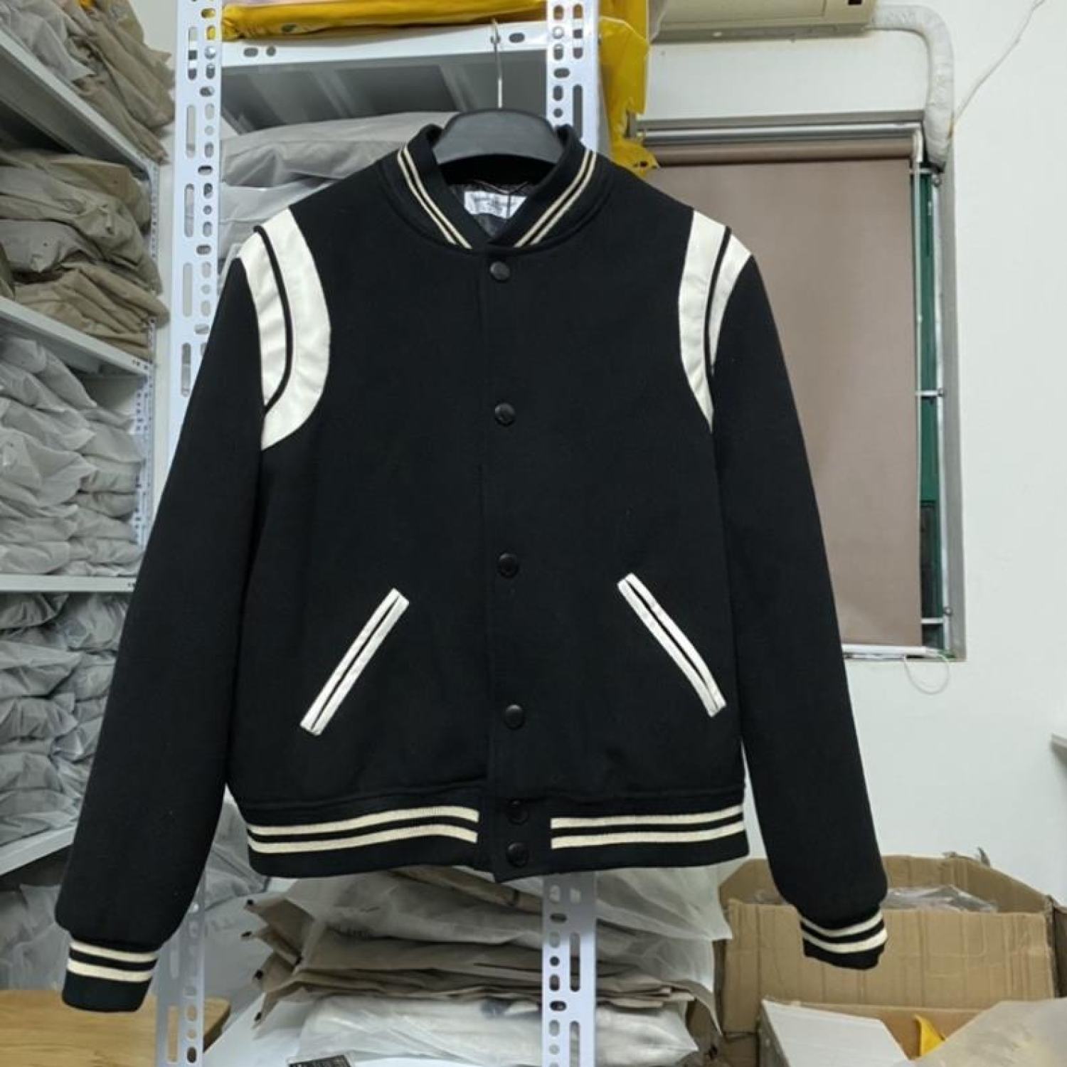 Áo khoác bomber Varsity SLP Saint La*urent Teddy YSL Jacket bản cao cấp, Da Lộn, Áo khoác bóng chày nam nữ SLP