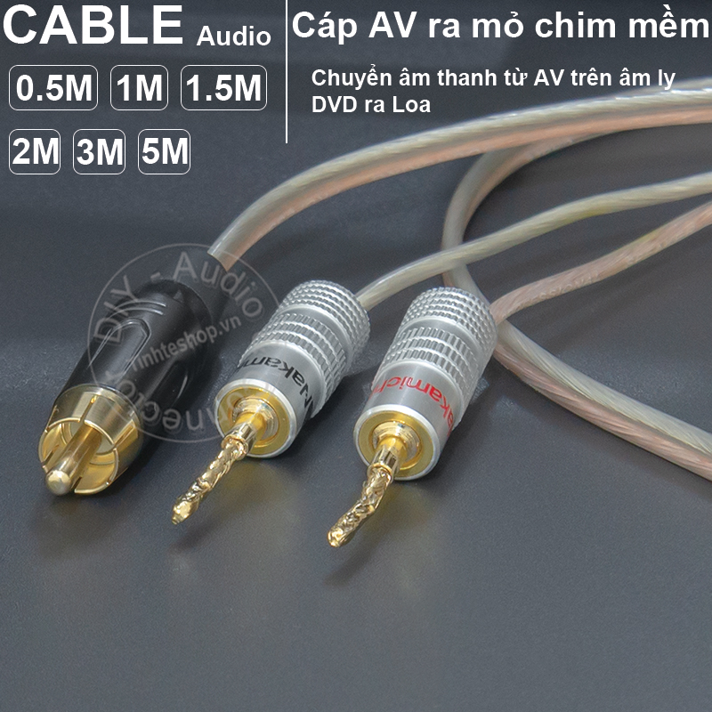 Dây loa av sang mỏ chim mềm 1 vế soundking ofc 4n 1.3mm diy 0.5 đến 5 mét - cáp hoa sen sang jack loa mỏ chim