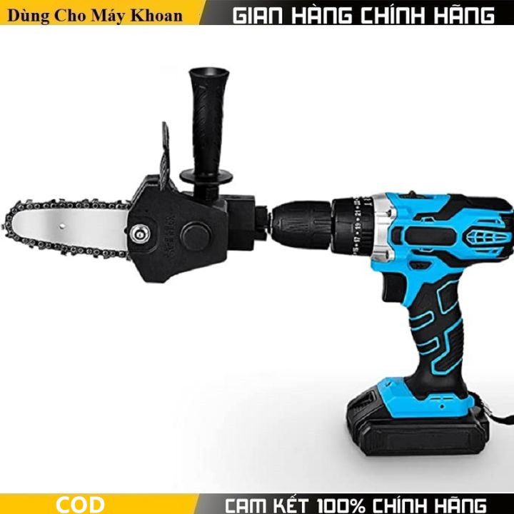 Bộ chuyển đổi cưa xích gắn máy khoan điện khoan pin tiện dụng - đầu chuyển máy khoan thành máy cưa xích cầm tay