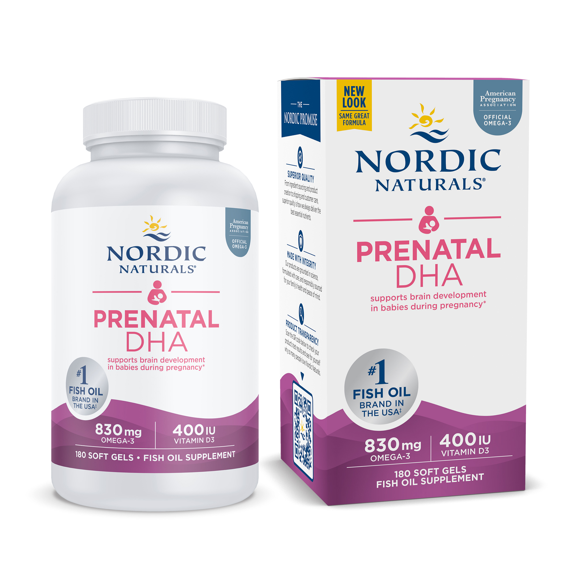 [Date 06/2026] DHA bầu Nordic Naturals Prenatal DHA lọ 180 viên nang mềm, hỗ trợ thai kỳ phát triển não bộ thai nhi, tăng cường miễn dịch & ổn định tâm trạng mẹ