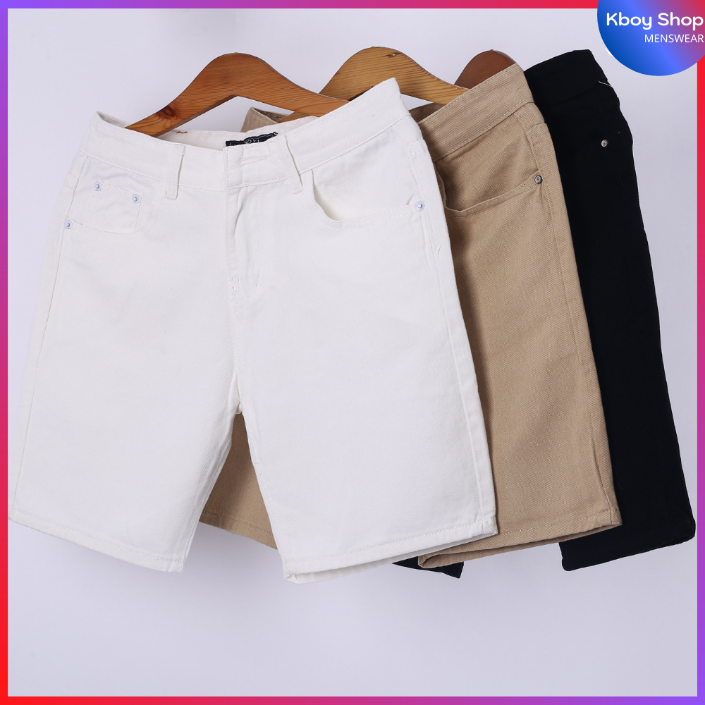 Quần Short Jeans - Quần đùi jeans nam chất trơn bigsize ba màu trắng/đen/vàng - 007