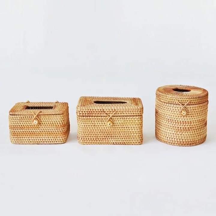 Hộp đựng giấy chất liệu mây tre đan, guộc mây hoàn toàn tự nhiên🎋🌟Minh Toan Souvenir🌟