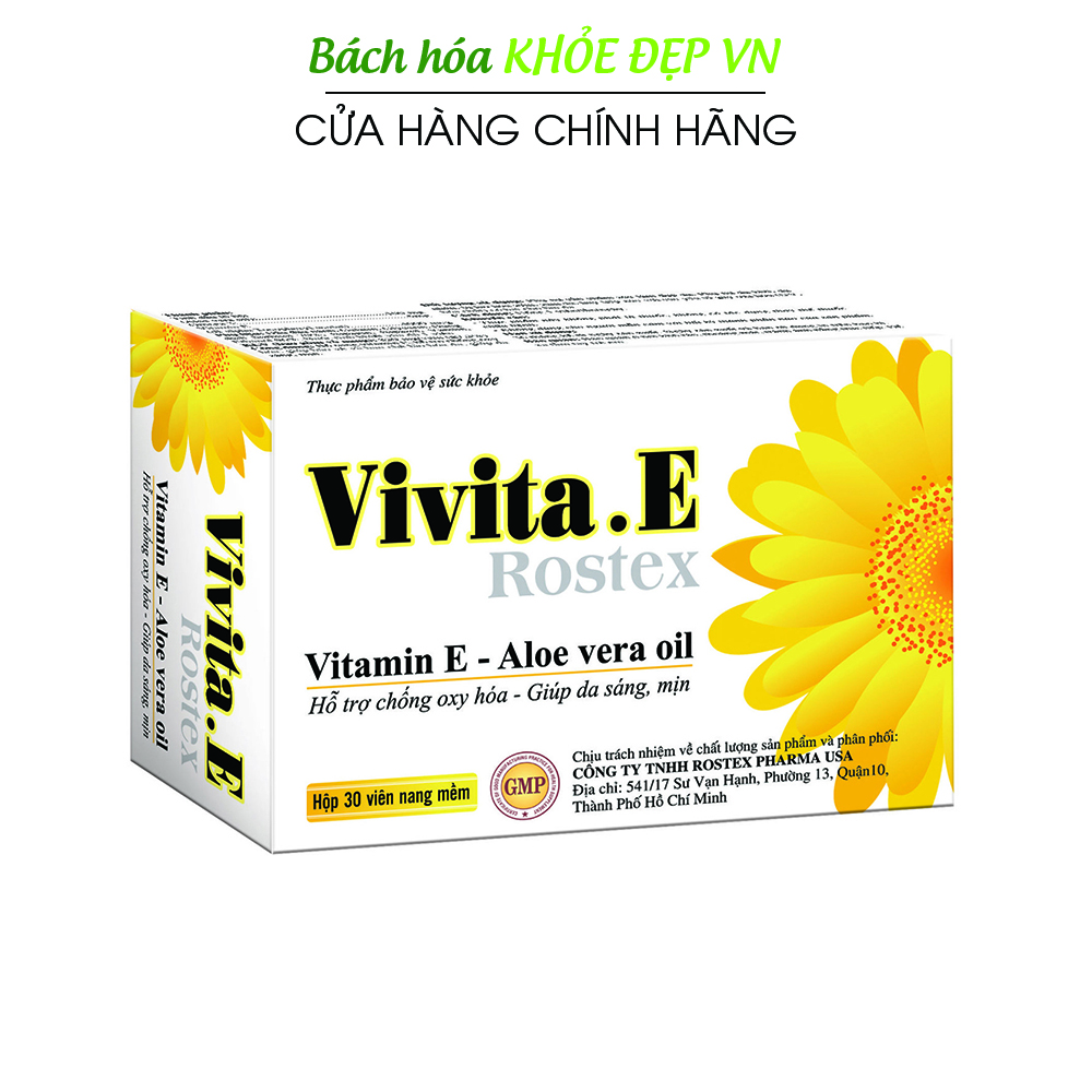 Viên uống đẹp da Vitamin E, Omega 3, tinh dầu nha đam chống lão hóa, ngừa nếp nhăn - Hộp 30 viên dùng 1 tháng