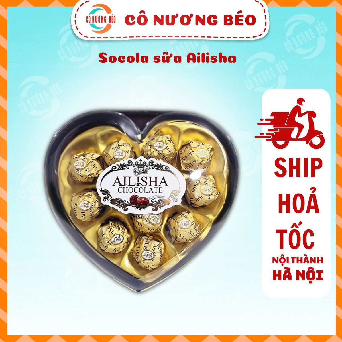 Socola nhân sữa Ailisha hộp trái tim 150g - Đồ ăn vặt Cô Nương Béo