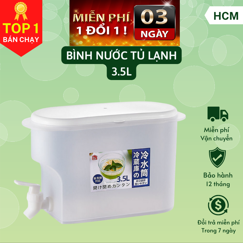 [HÀNG CHÍNH HÃNG] Bình đựng nước để tủ lạnh 3.5L VIỆT NHẬT có vòi rót nước, bảo quản lạnh nước trái cây, nước ngọt có lắp đậy bảo quản tiện dụng