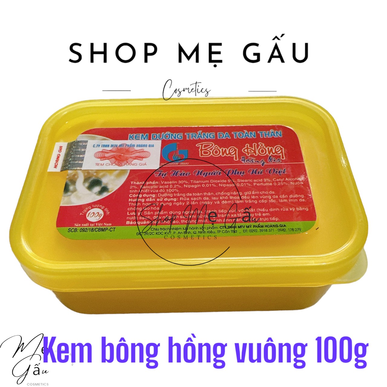 Lẻ 1 hũ kem vuông bông hồng hoàng gia 100g