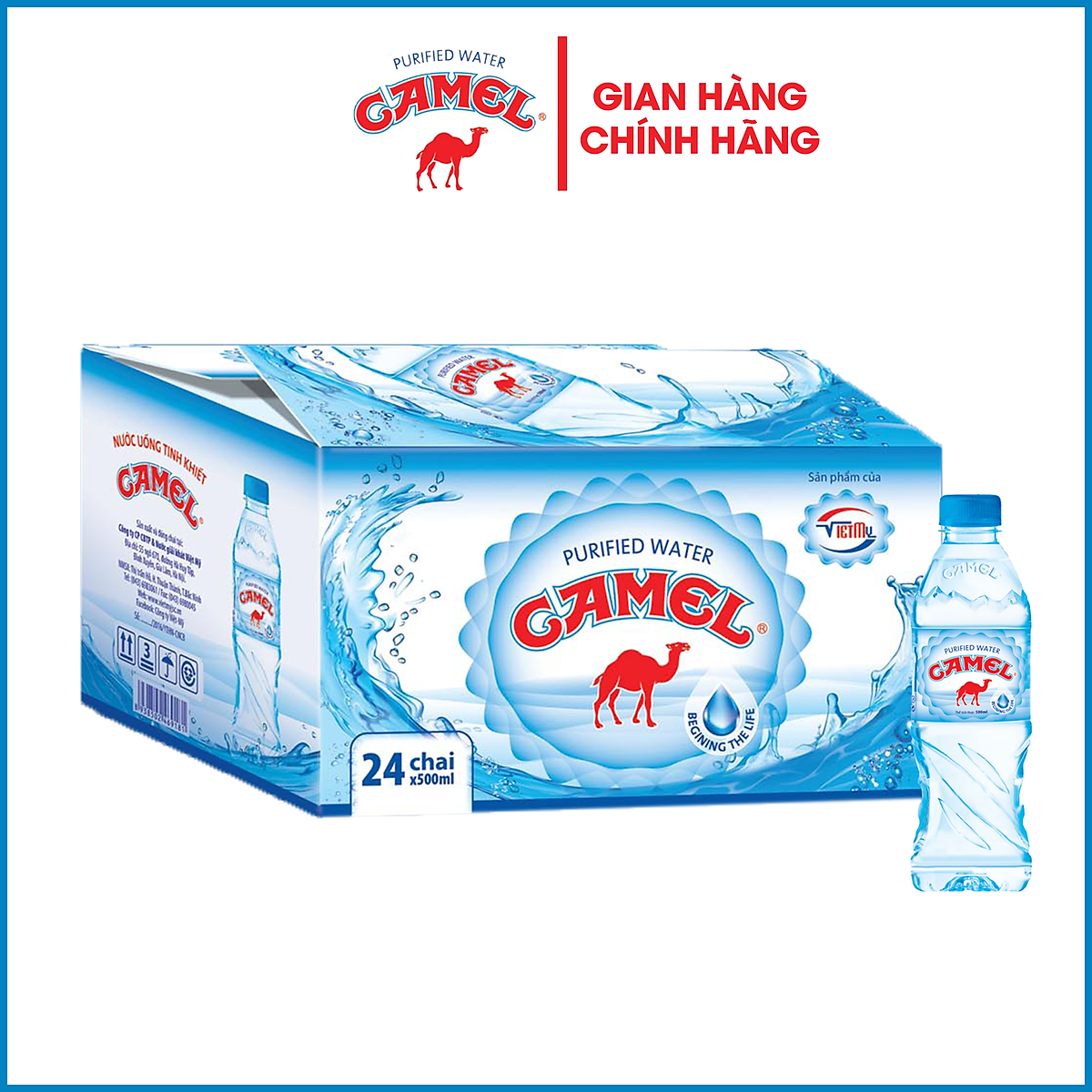 Nước uống tinh khiết Camel thùng 24 chai x 500ml