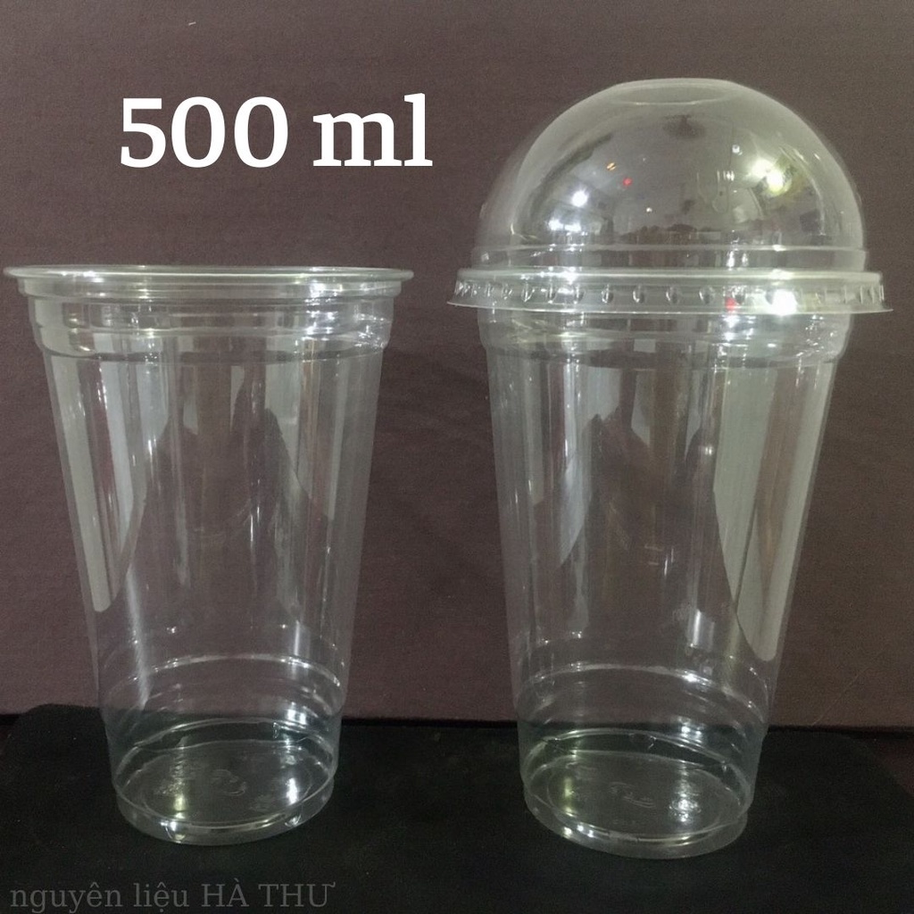 Combo 50 cốc nhựa 500ml cứng cáp không nắp- kèm nắp