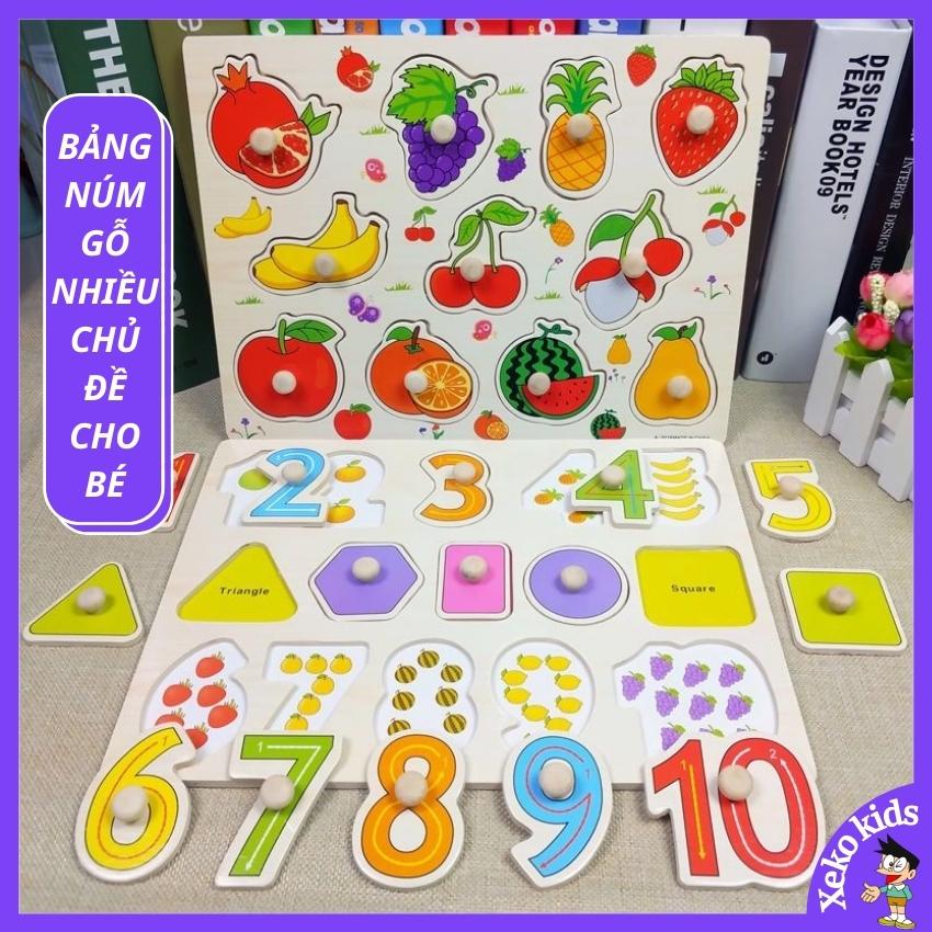 Đồ chơi trí tuệ cho trẻ em, bảng xếp, ghép hình núm gỗ nhiều chủ đề cho bé trai, gái 1 2 3 4 5 tuổi. Đồ chơi thông minh  cho trẻ con, trẻ nhỏ