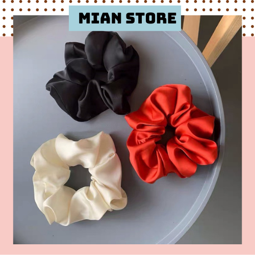 Dây cột tóc Scrunchies, Scrunchies lụa trơn cao cấp - S06 Mian Store